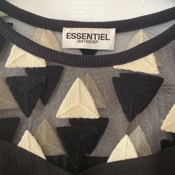 Essentiel Antwerp Black Sheer Geometric Sweatshirt - Picture 4 of 6